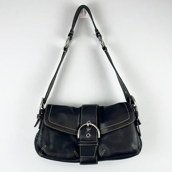 Coach Y2K Soho Buttery Soft Double Pocket Buckle Hobo Shoulder Bag Black 3653 - Picture 1 of 15